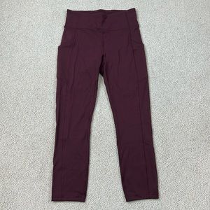 Lululemon Leggings Adjustable Waist Womens Size 6 Dark Purple Yoga Workout Pants